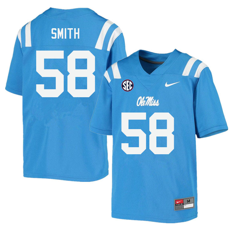 Men #58 Demarcus Smith Ole Miss Rebels College Football Jerseys Sale-Power Blue